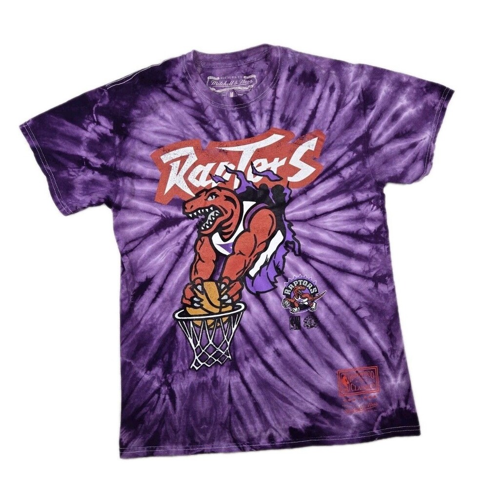 Mens Mitchell And Ness Toronto Raptors  T Shirt Medium Tie Dye Purple